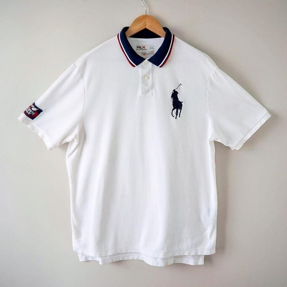 Ralph Lauren x US Open 2009 NYC Tennis White Embroidered Logo Mens Polo Shirt XL